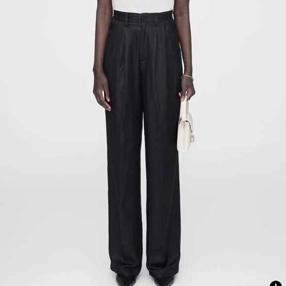 Anine bing black linen pant